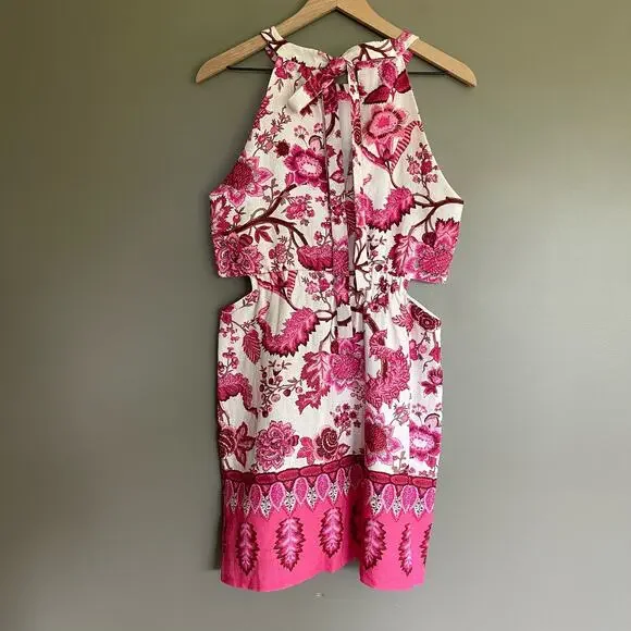 CARA CARA Savannah Cutout Floral-print Linen Mini Dress In Pink Size Medium - Picture 11 of 16